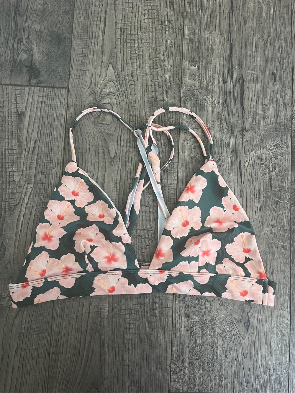 acacia swimwear Pink Floral Strappy Triangle Bikini Top